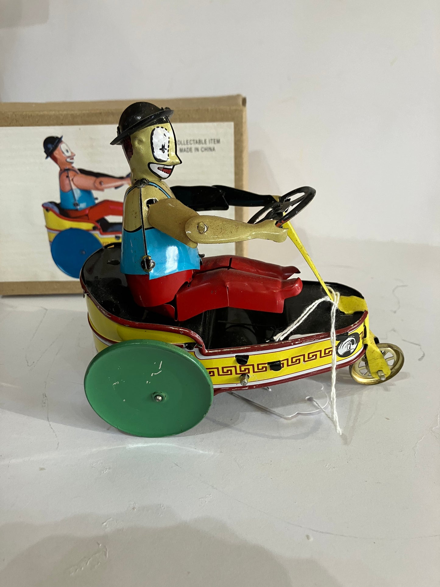 Wind Up Tin Toy Old Fashion Car And Driver