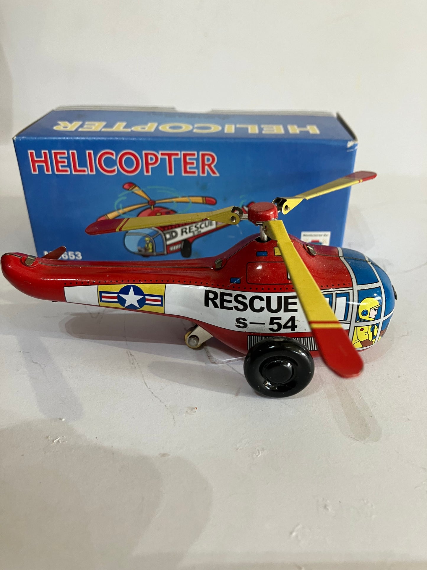 Wind Up Tin Toy Rescue Helicopter Small