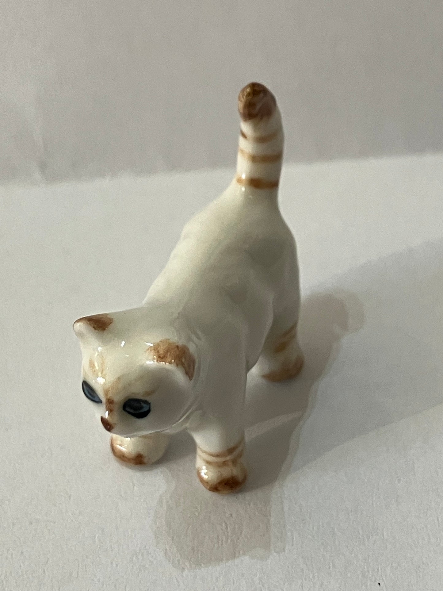 Miniature Porcelain Cats Kittens Hand Painted White and Ginger Kitten Mini