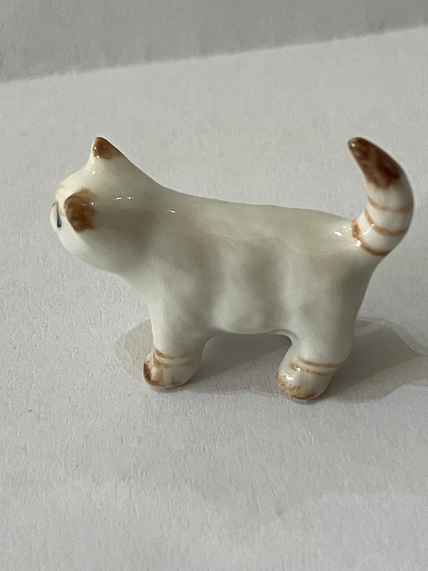 Miniature Porcelain Cats Kittens Hand Painted White and Ginger Kitten Mini