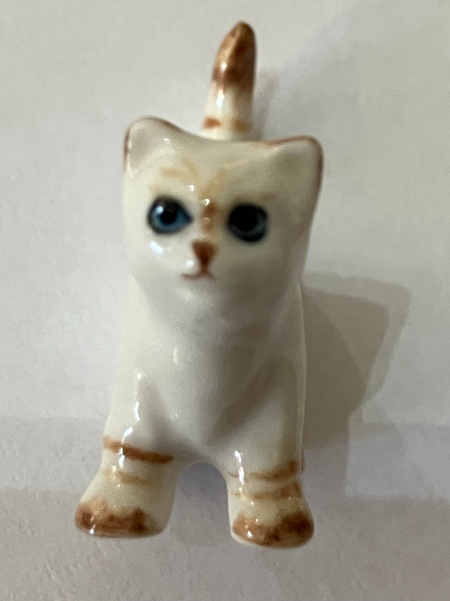 Miniature Porcelain Cats Kittens Hand Painted White and Ginger Kitten Mini