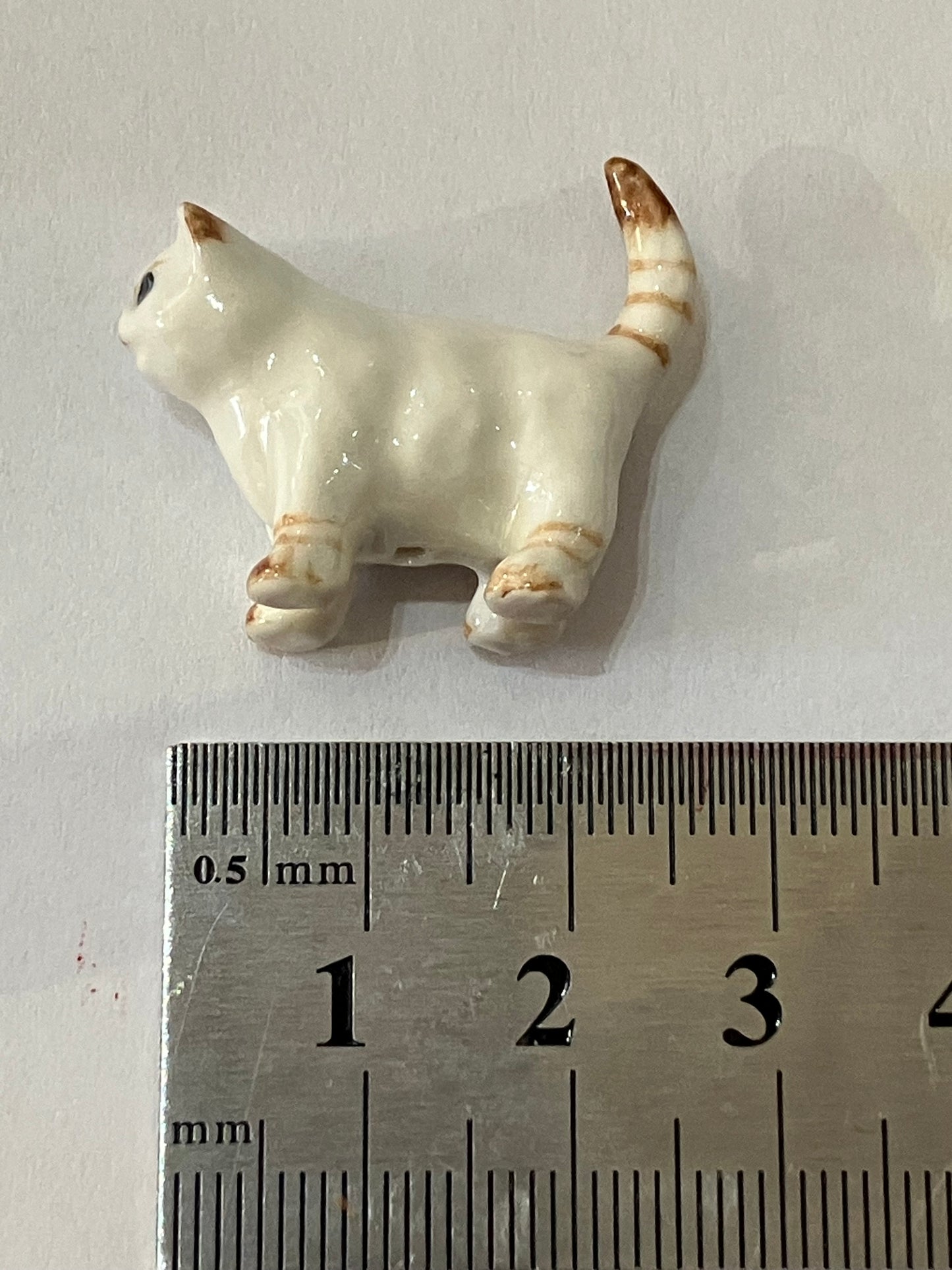 Miniature Porcelain Cats Kittens Hand Painted White and Ginger Kitten Mini