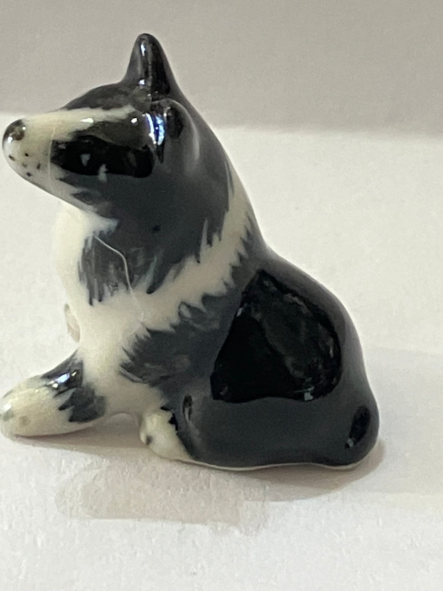 Miniature Porcelain Dog Figurine Border Collie Mini Dog Breed