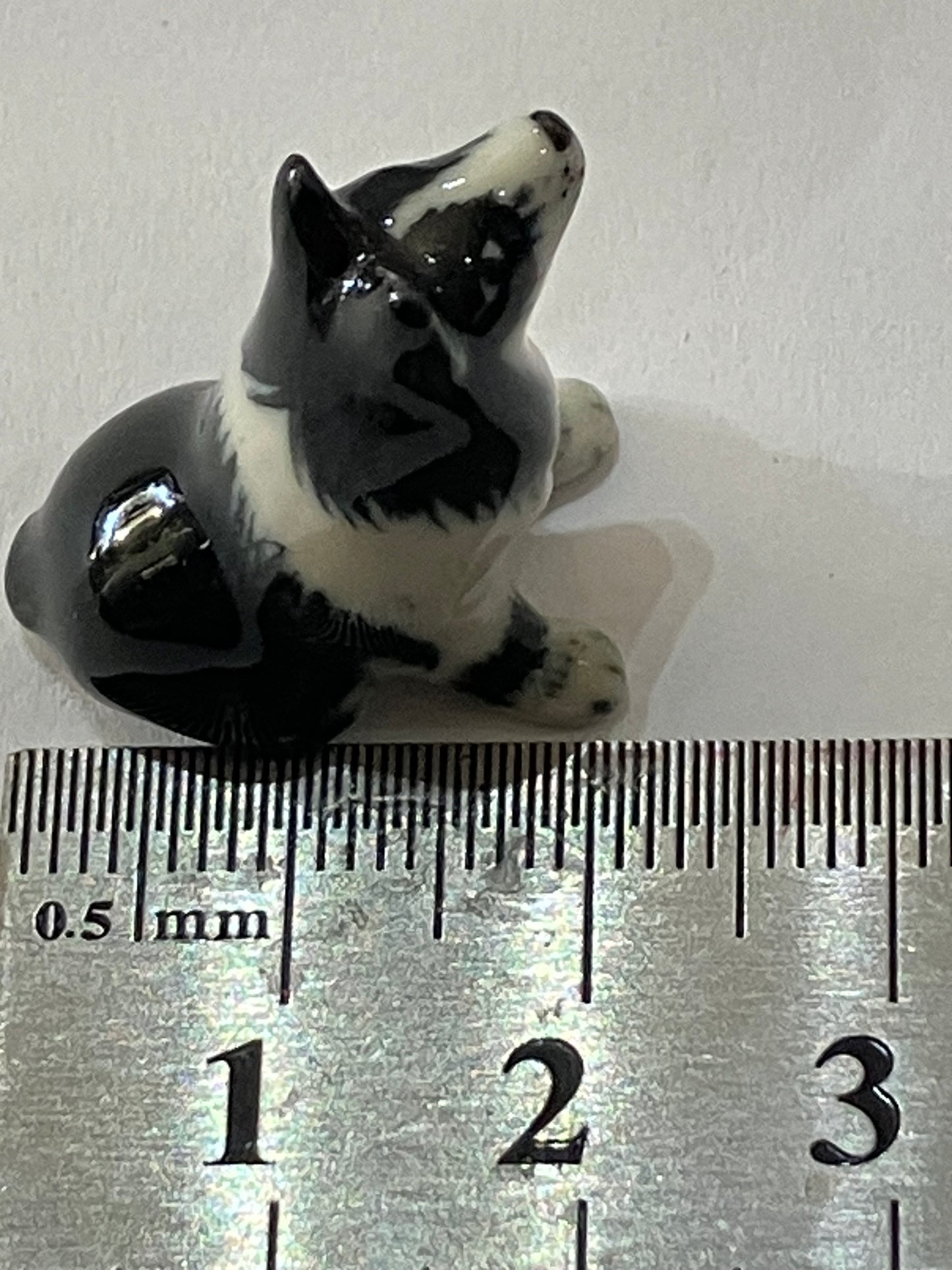 Miniature Porcelain Dog Figurine Border Collie Mini Dog Breed