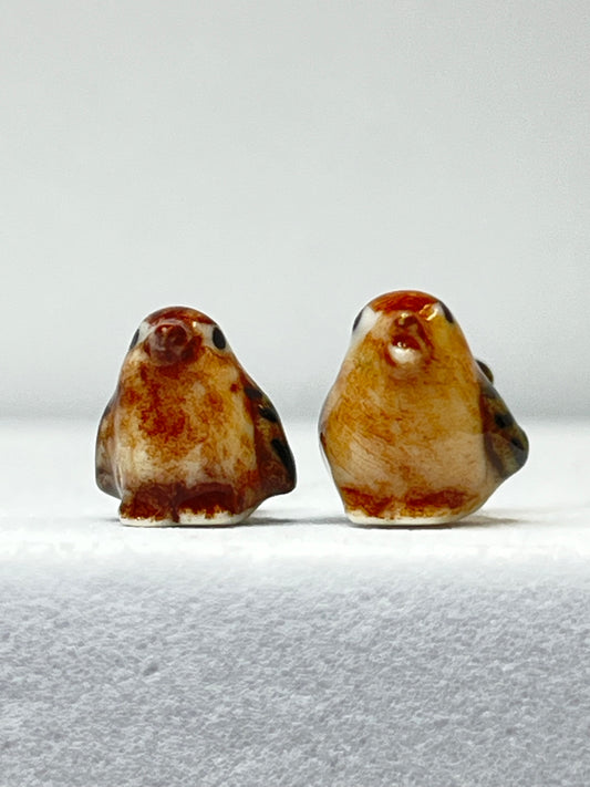 Miniature Porcelain Brown Birds Set of 2 (Mini)