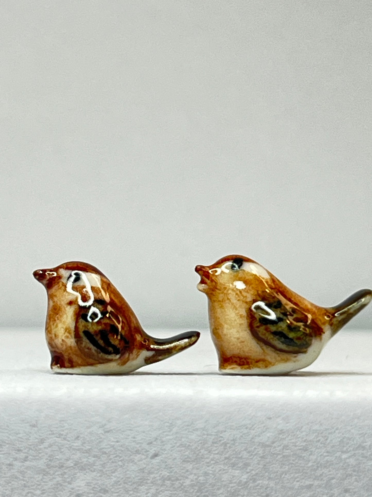 Miniature Porcelain Brown Birds Set of 2 (Mini)