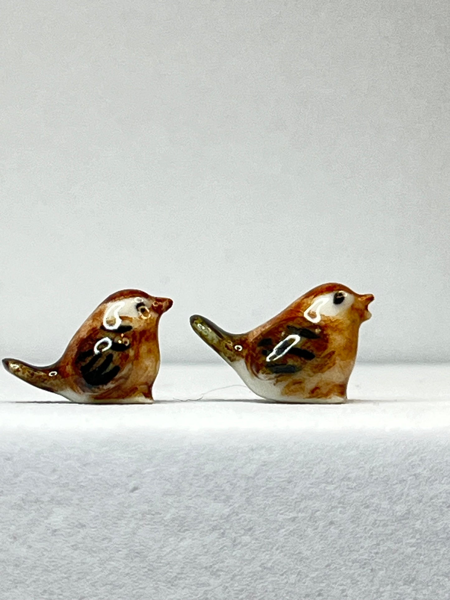 Miniature Porcelain Brown Birds Set of 2 (Mini)