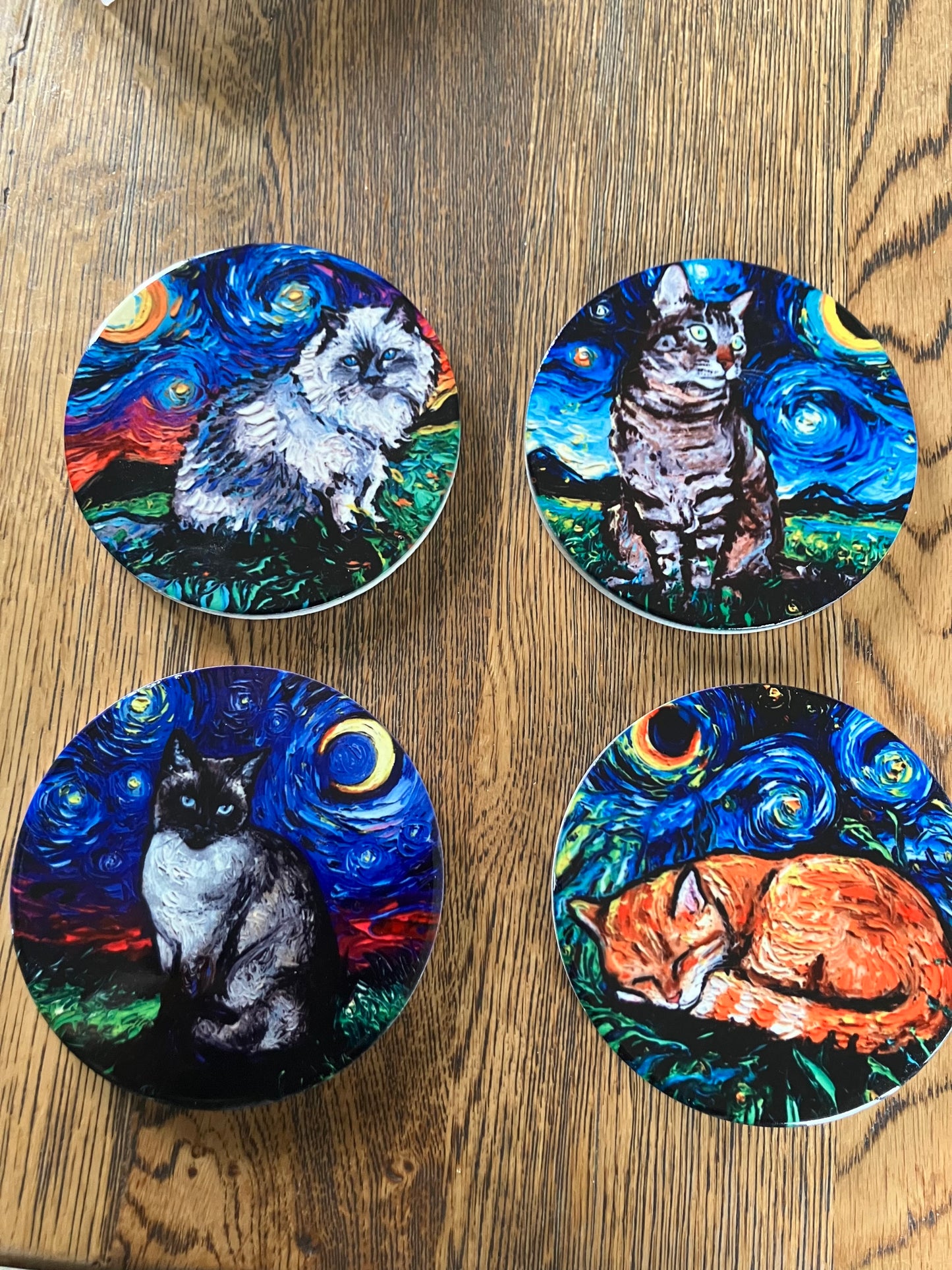 Cat Coasters Post-impressionist art design