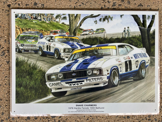 Tin Sign 1978 Hardie Ferado 1000 Bathurst Allan Moffat & Jacky Ickx Colin Bond & Fred Gibson