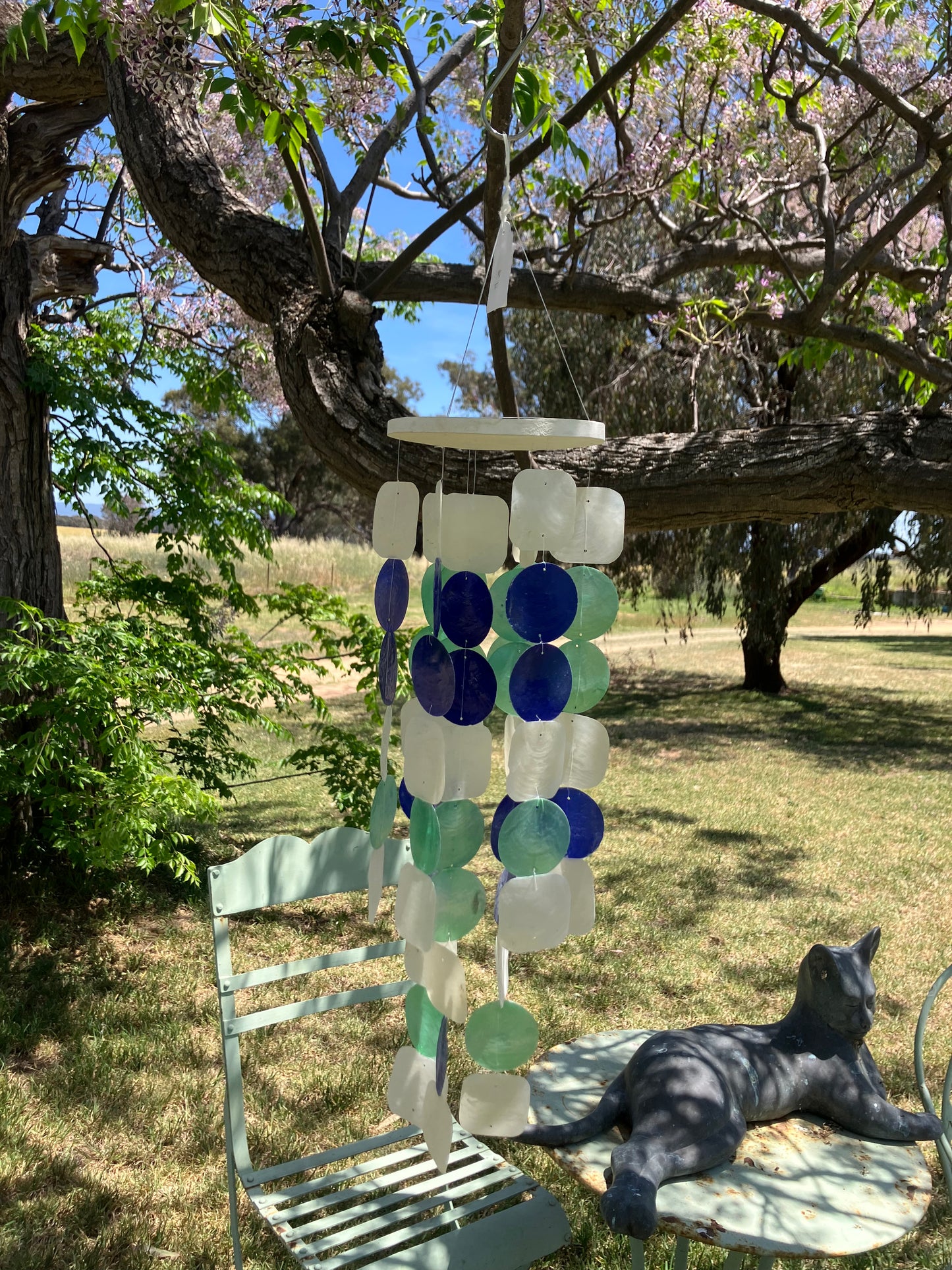 Shell Wind Chime Blue And White