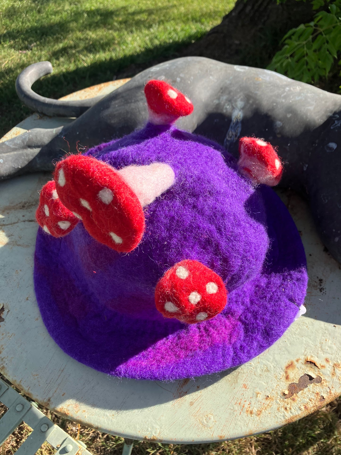 Purple Mushroom Felted Hat