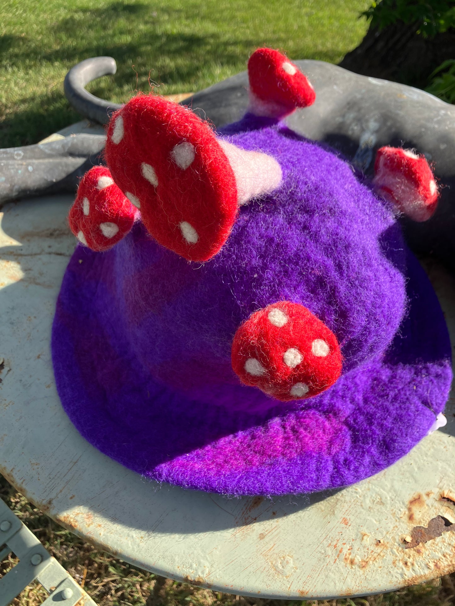 Purple Mushroom Felted Hat