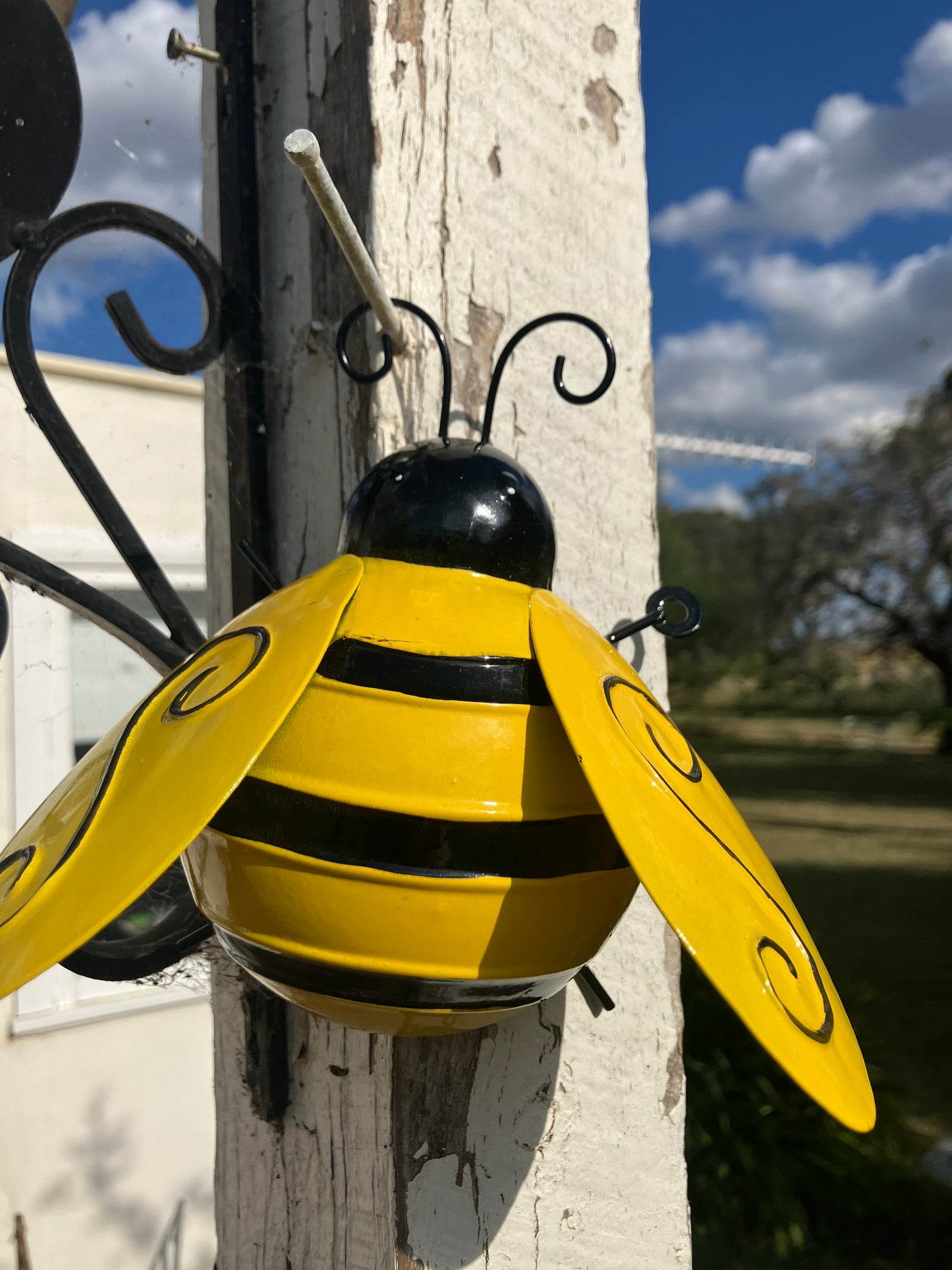 Yellow and Black Metal Bee Wall Art