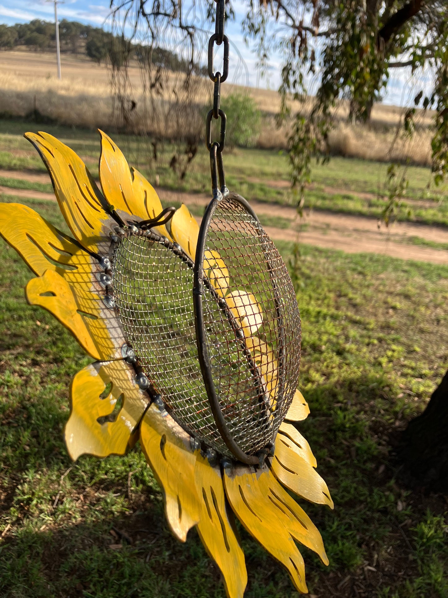 Hanging Yellow Sunflower Bird Feeder