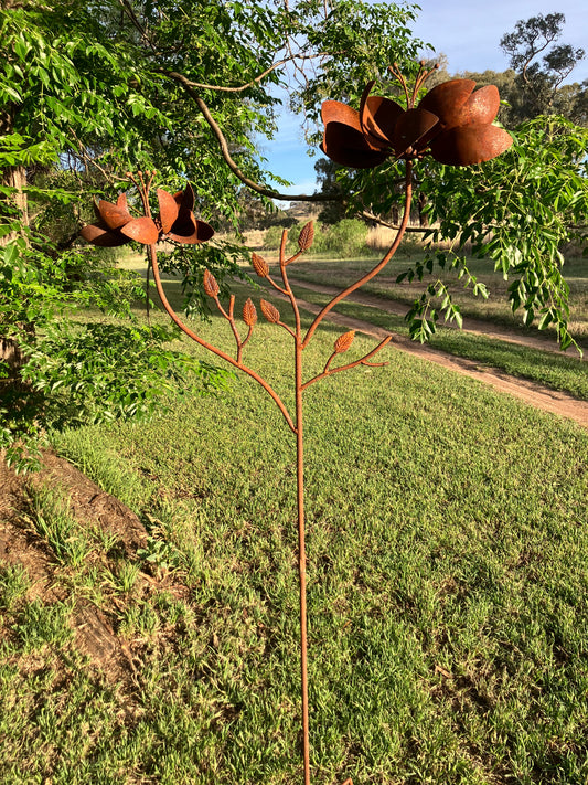 Rusty Flower Wind Spinner