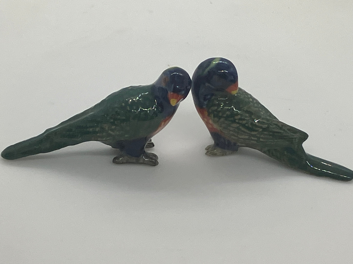 Miniature Porcelain Rainbow Lorikeets Bird Figurines  Mini (2Pcs)