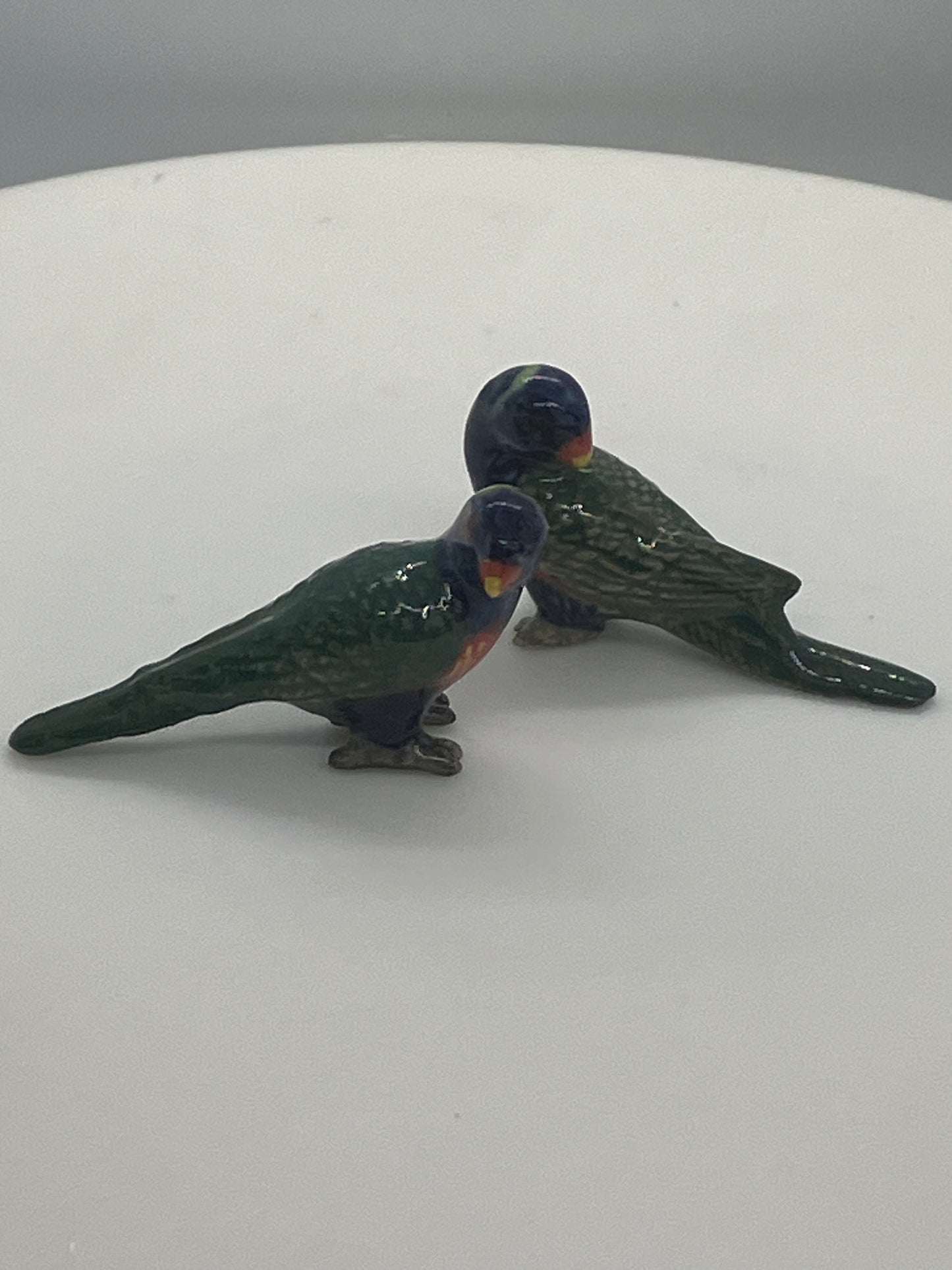 Miniature Porcelain Rainbow Lorikeets Bird Figurines  Mini (2Pcs)