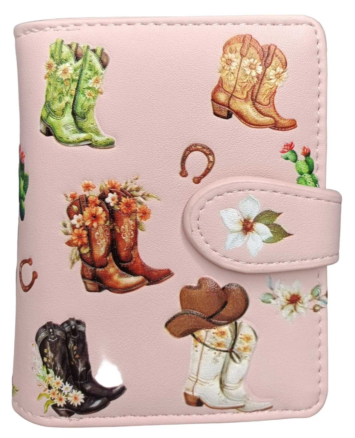 Women's Ladies Wallet Small Pink Cow Girl Boots Wallet