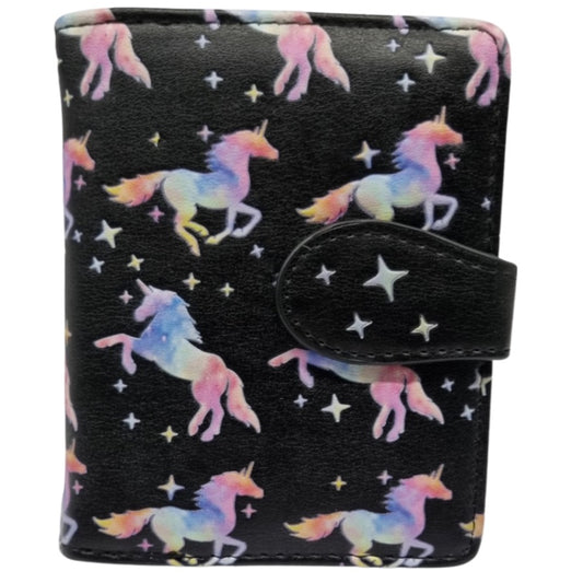 Unicorn Black and Coloured Woman's Wallet - Unique Design Small