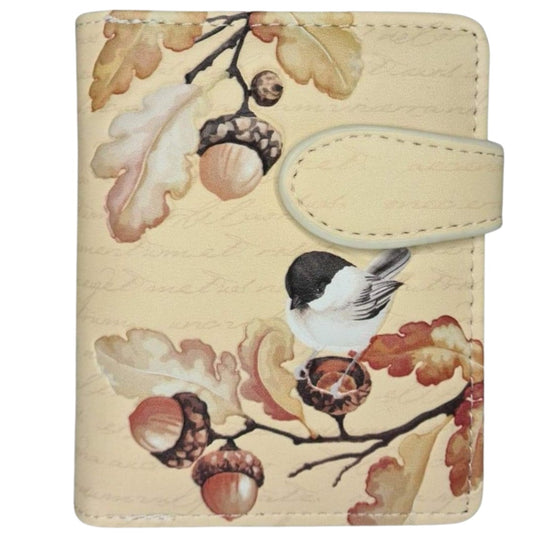 Acorn with Bird Cream Woman's Wallet - Unique Design Small