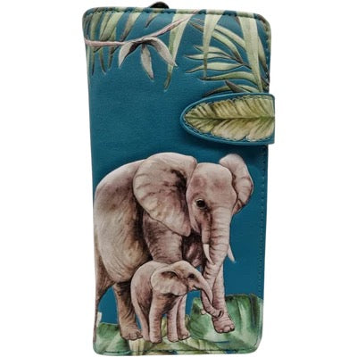 ELEPHANT Teal JUNGLE LGE ZIPPER WALLET