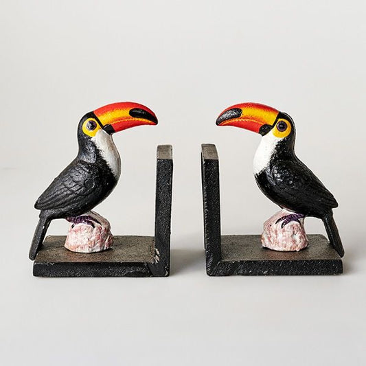 Toucan Birds Black Cast Iron Bookends