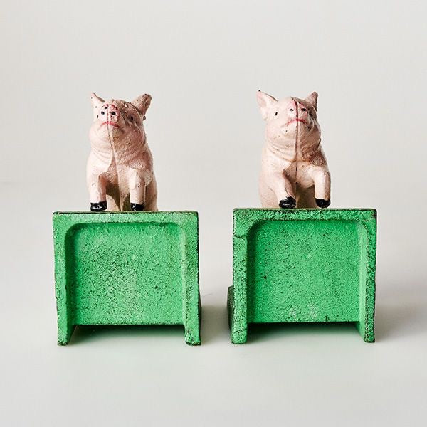 Pig Cast Iron Bookends