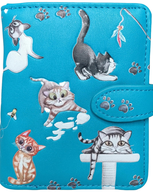 PLAYFUL CATS AQUA SMALL LADIES WALLET