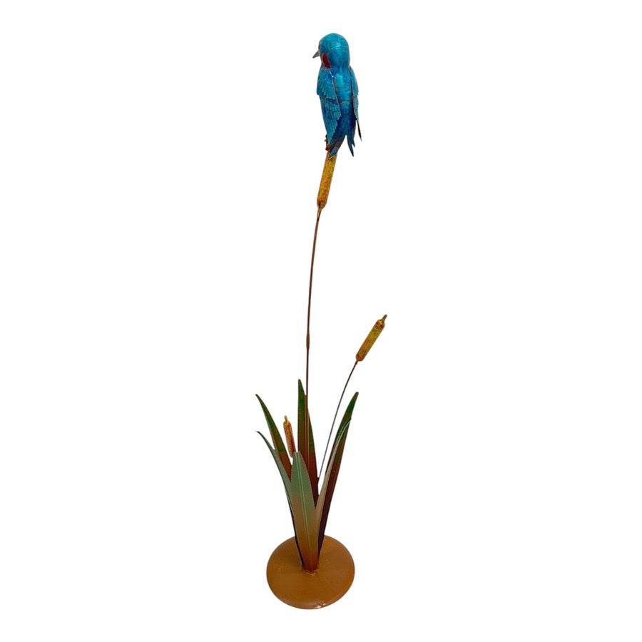 Kingfisher On Bulrush Metal Garden Stake 104cm
