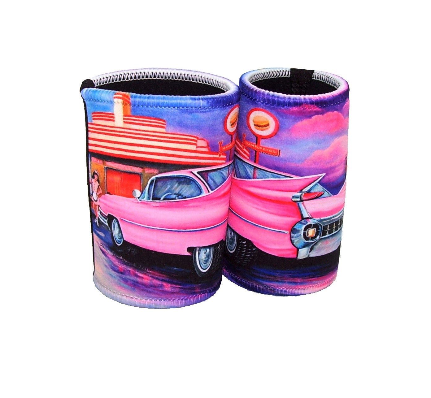 Pink Cadillac Classic Car Stubby Holder