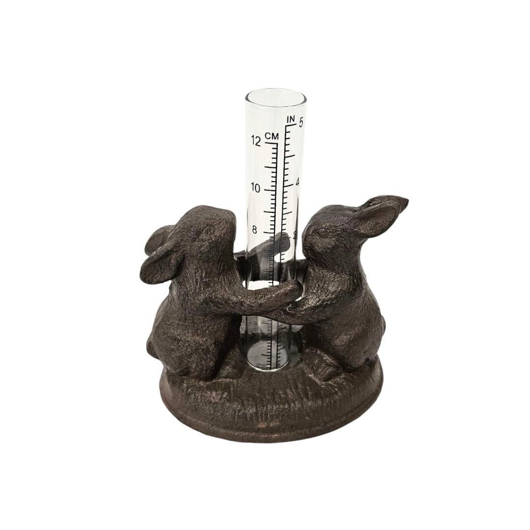 Cast Iron Rabbit Rain Gauge