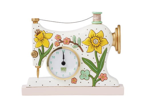 Desk Clock Sewing Machine Floral Design by Allens Design