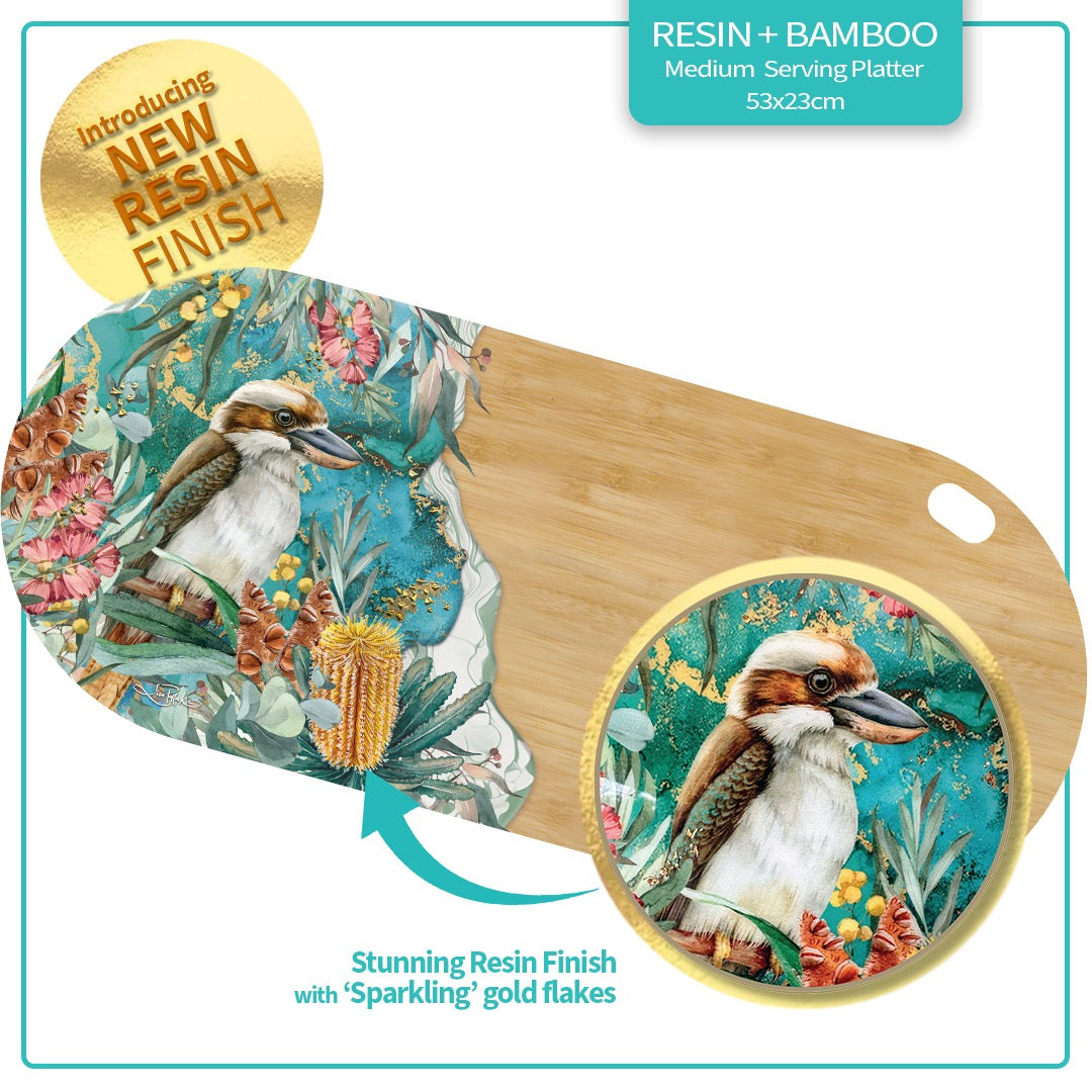 Kookaburra Resin Bamboo Cheese Fruit  Board By Lisa Pollock-Bush Guardian