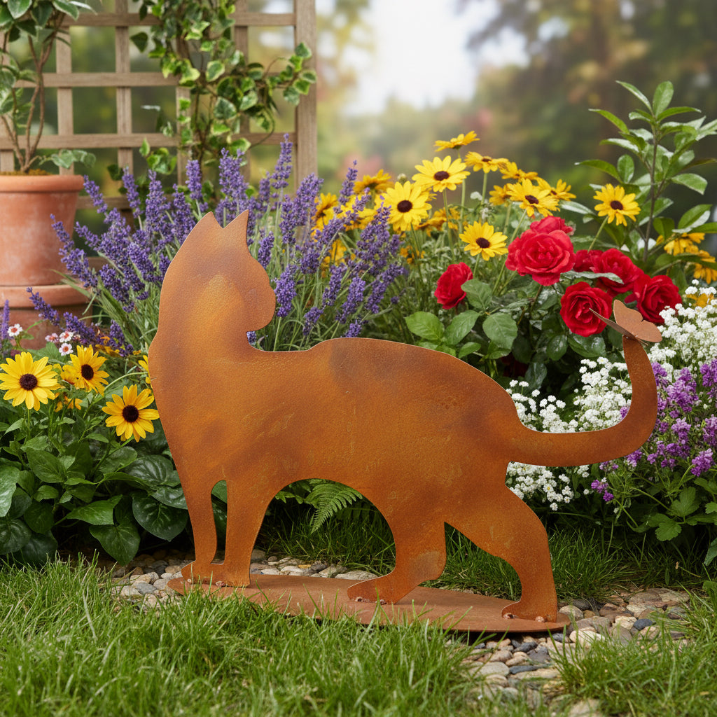 Rusty Cat With Butterfly On Tail