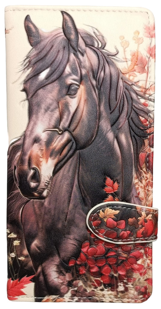 Women's Large Zipper Wallet Autumn Horse Design