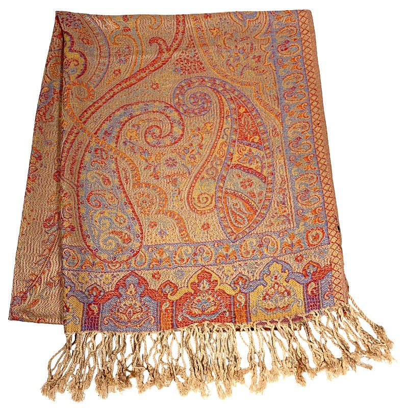 Lux Cashmere Scarf Bronze Paisley Pashmina