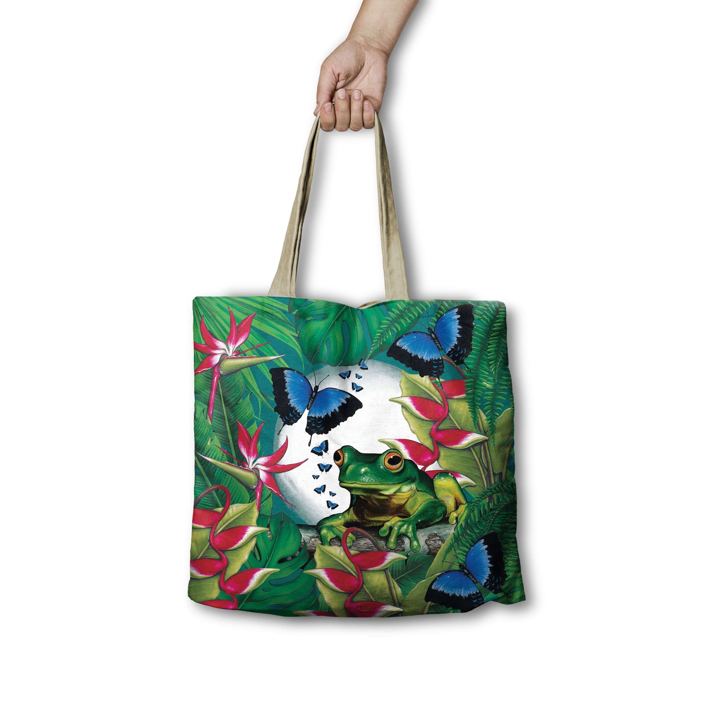 Shopping Bag Green Frog by Lisa Pollock