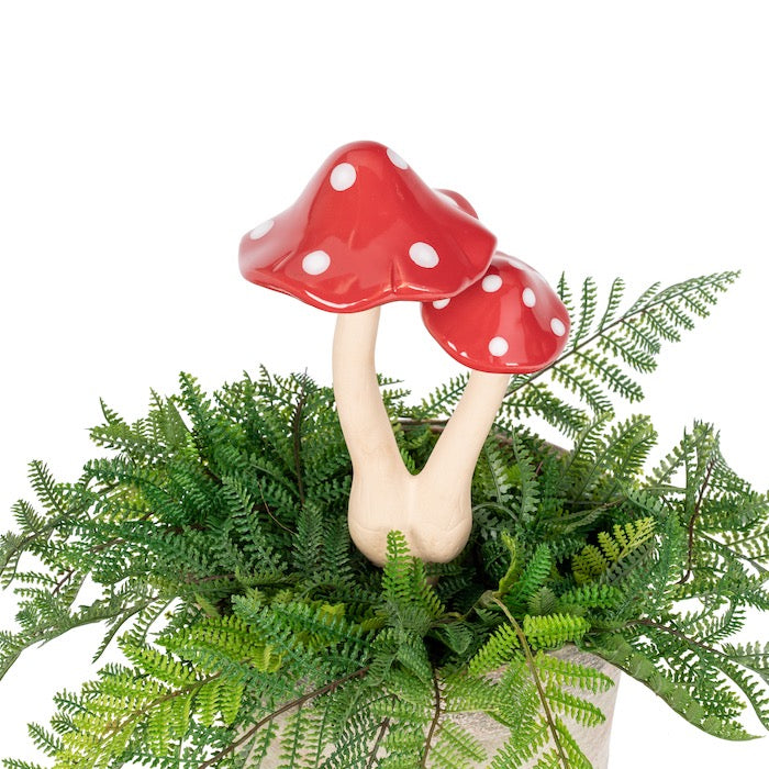 Red Ceramic Double Mushroom