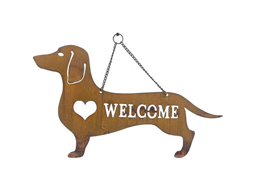 Dachshund Rusty Welcome Sign.