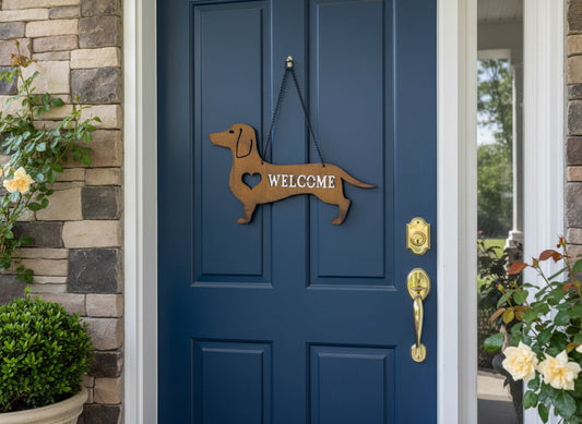 Dachshund Rusty Welcome Sign.