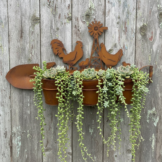 Chicken Spade and Windmill Pot Hanger