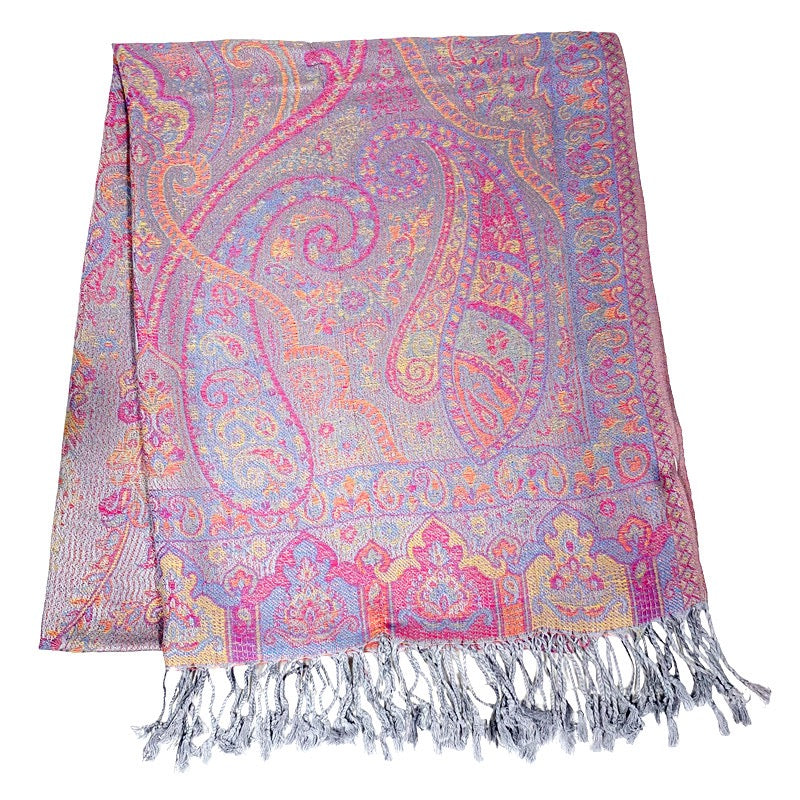 Lux Cashmere Scarf Pink Paisley Pashmina