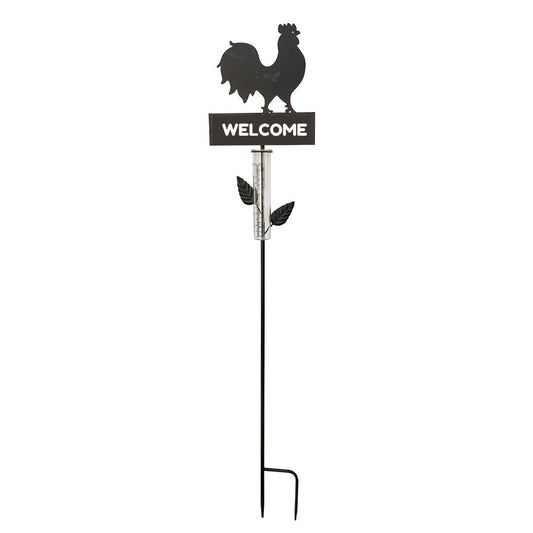 Welcome Rooster Rain Gauge Stake