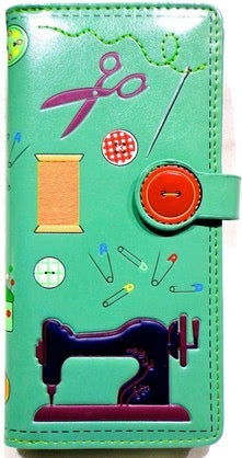 SEWING NEEDS LARGE ZIPPER LADIES WALLET GREEN