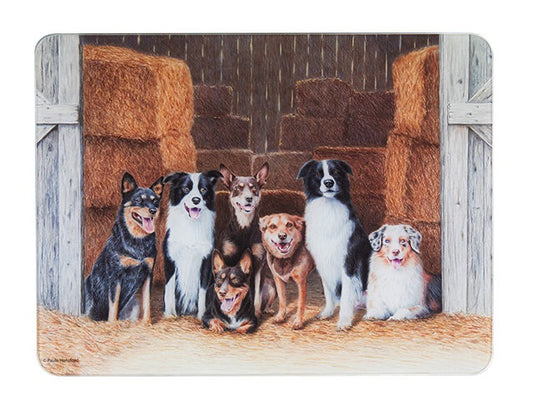 Working Dogs in Hay Shed Surface Protector and Cutting Board