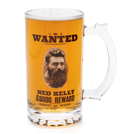Ned Kelly Glass Beer Stein