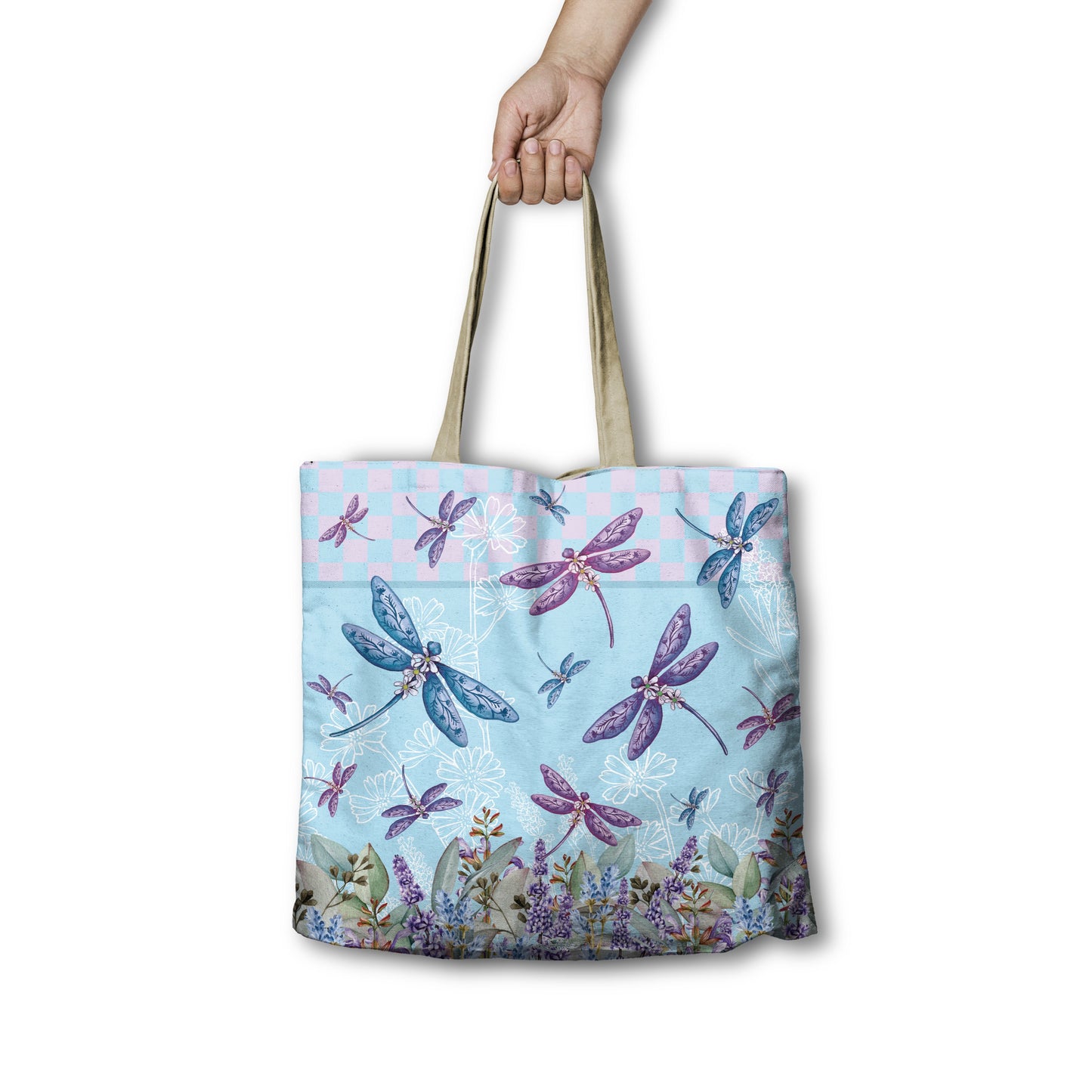 Reusable Shopping Bag Lavender Dragonflies Lisa Pollock