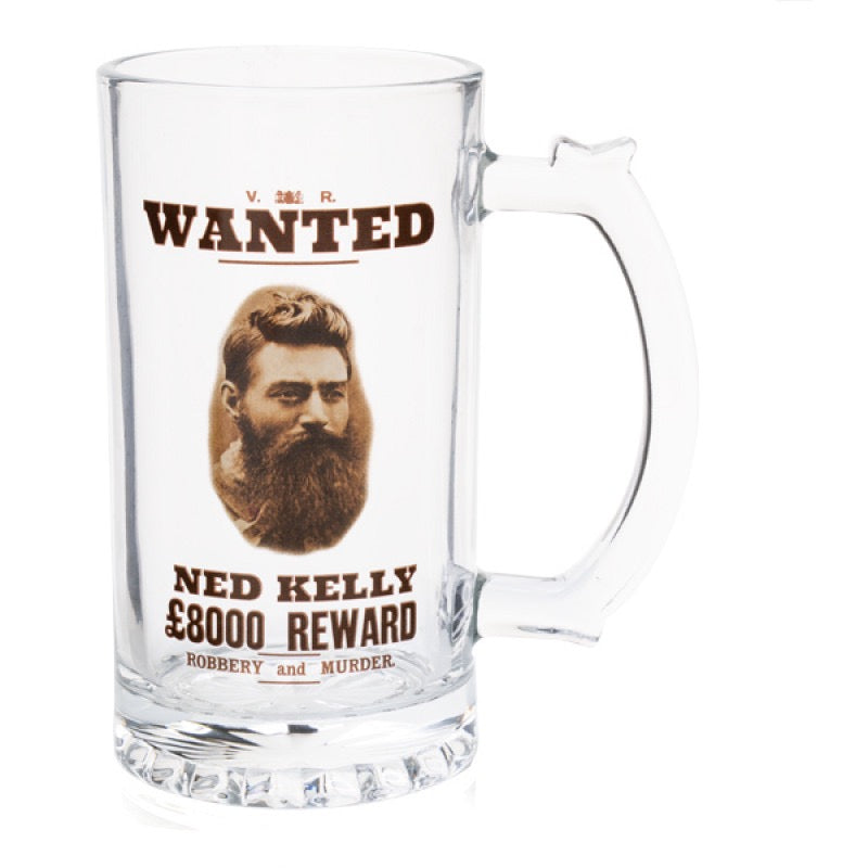 Ned Kelly Glass Beer Stein