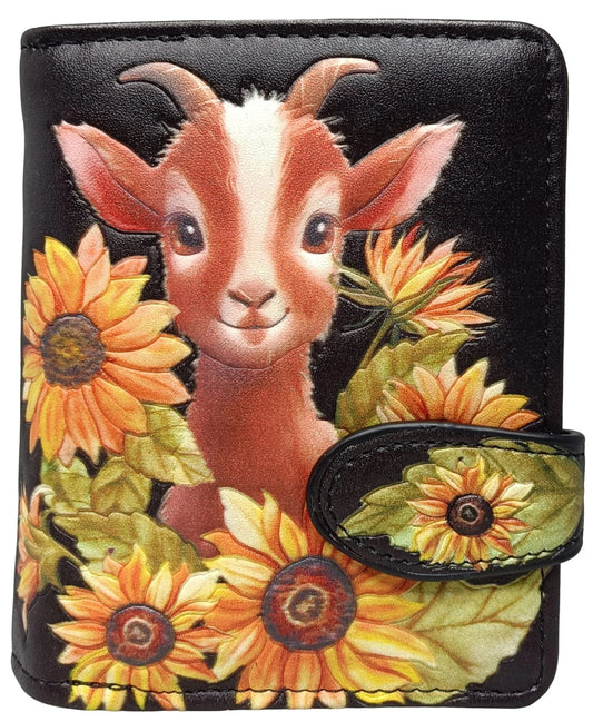 Women's Ladies Wallet Goat and Sunflower Design Small