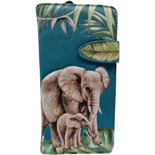 Elephant and Calf  Ladies Large Wallet